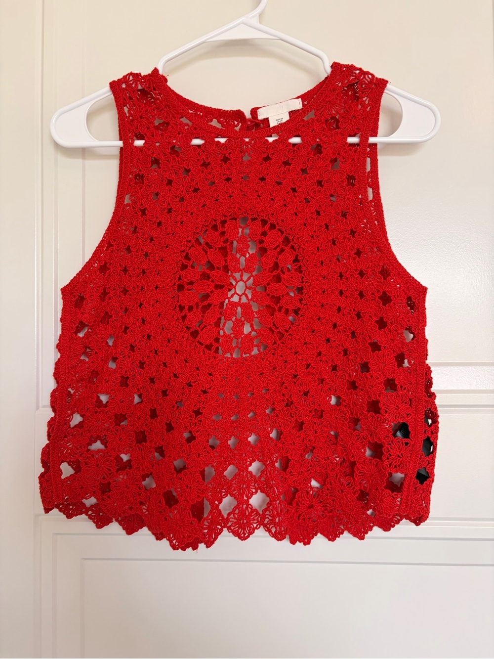 Crochet Tank Top, Red Lace Crochet Sleeveless Top